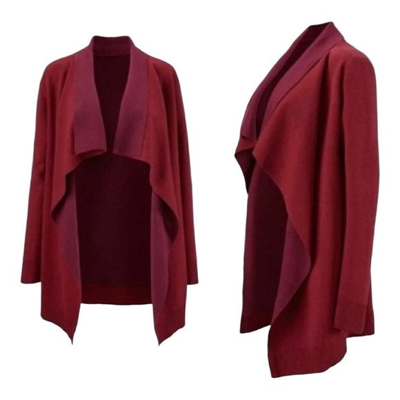 CAbi Cozy Up Maroon Open Front Cardigan Sweater Women’s Medium - Picture 2 of 10